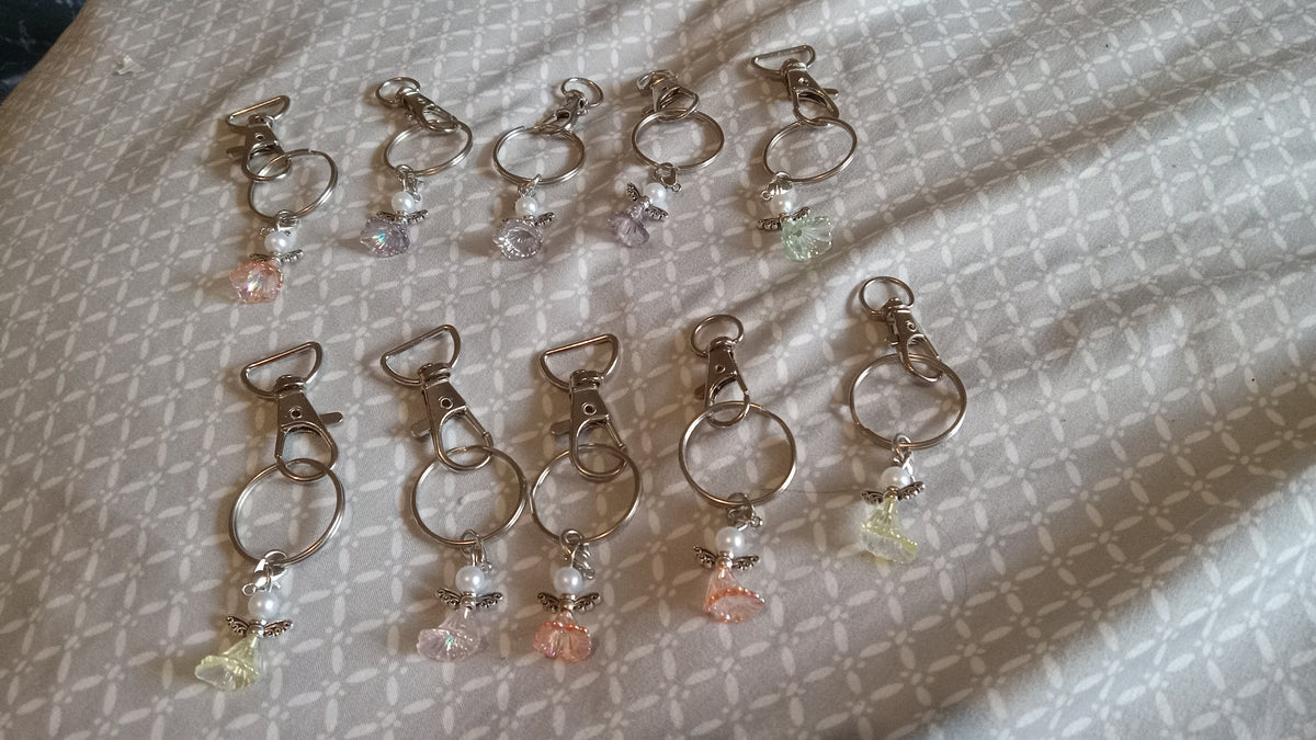 Set of 10 Handmade Angel Keychains