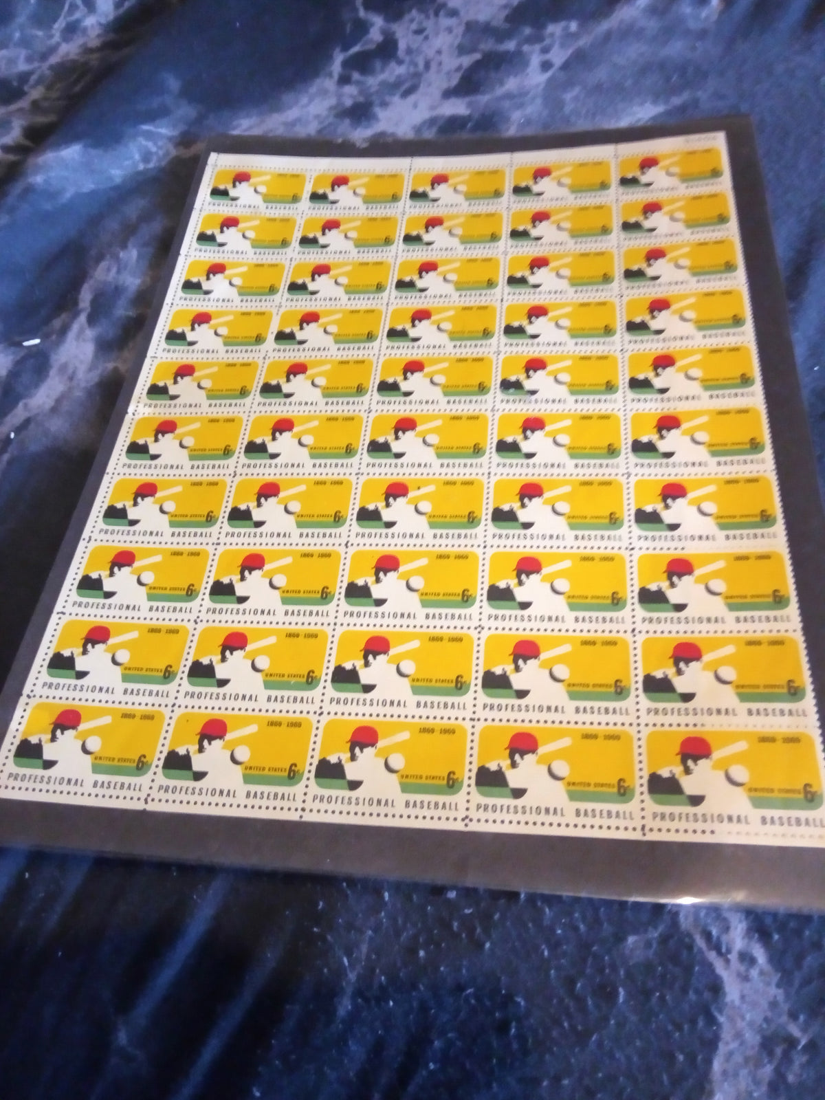 Six-Cent Baseball Stamp Sheet 1869–1969 - Vintage Collectible