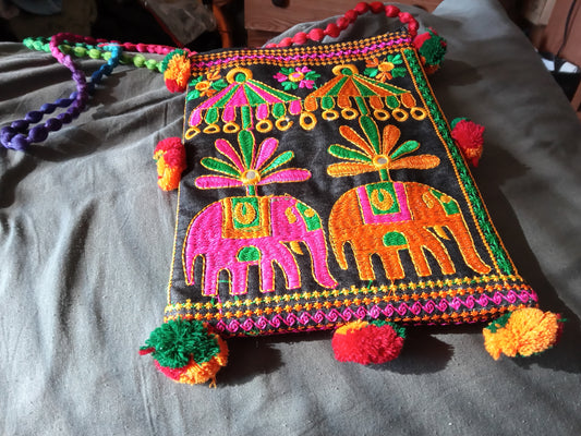 Artisan Embroidered Elephant Purse | Colorful Handcrafted