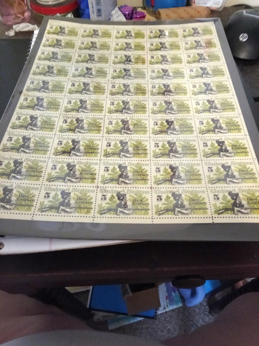 Davy Crockett 5-Cent Stamps Sheet