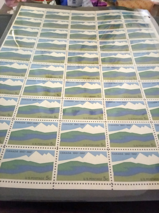 Canada 1867–1967 5c Stamp Sheet – Mountain Landscape Issue