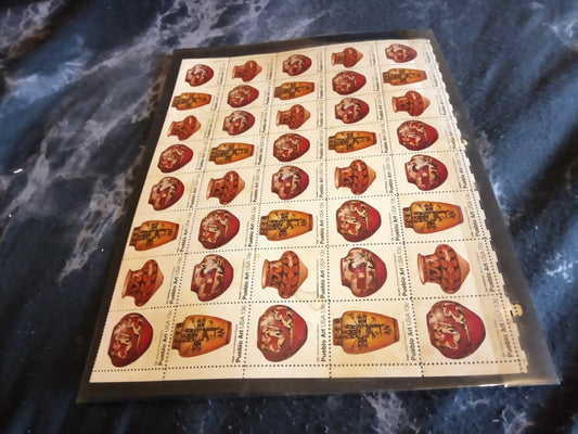 Pueblo Art USA 13 Cent Stamp Sheet - Vintage Collectible