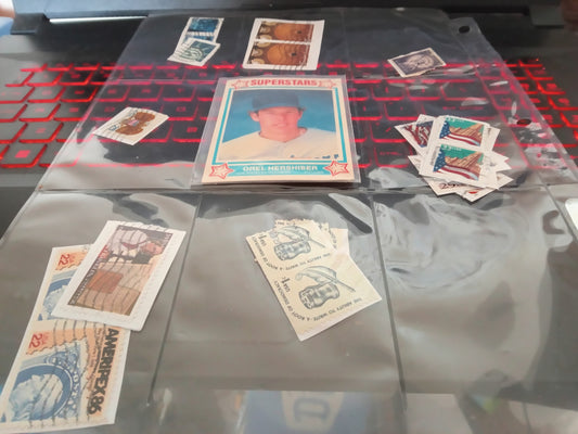 Assorted Loose Stamps with Bonus Baseball Card