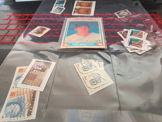 Assorted Loose Stamps with Bonus Baseball Card